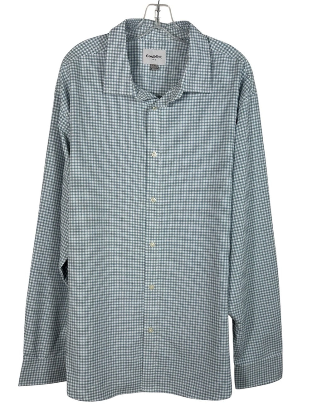 Goodfellow White Blue Gingham Plaid Button Down Collared Shirt XXL NWT Preppy 2X